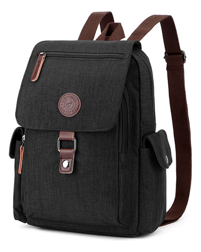 Mochila De Cuero Genuino Para Hombres Y Mujeres Color Negro