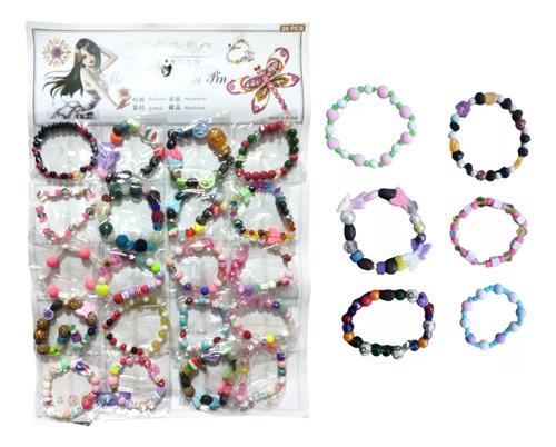 20 Pulseras Niñas Joyeria Bisuteria Juguete Piñata Bolo Fies