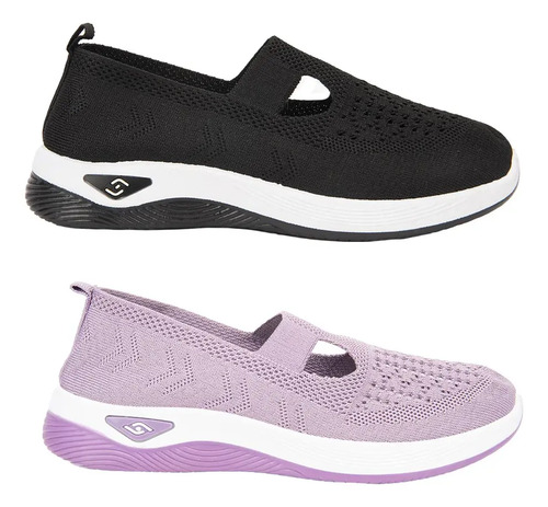 Kit 2 Pares Tenis Urbano Cerrado Shosh Lila/negro Mujer 5159