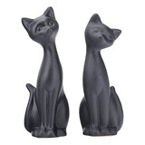 Black Cat Statue 2pcs Mini Cat Figurines Home Decor Mat...