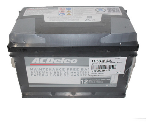 Bateria 72 Amp Der  -silver- Acdelco