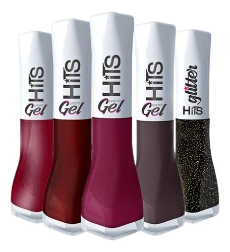 Hits Kit Glam Esmalte 5free Efeito Gel 05 Cores Sem Cabine