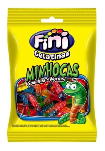 Bala Gel Fini Minhocas Brilho 250gr Frutas