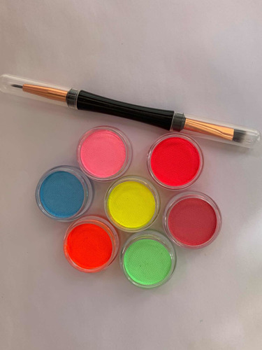 Delineador Colorido Kit 7 Cores Vivas Fortes Neon Com Pincel