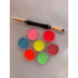 Delineador Colorido Kit 7 Cores Vivas Fortes Neon Com Pincel