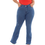 Calça Flare Jeans Boca De Sino Plus Size Empina Bumbum