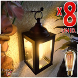 Farol Exterior Lampara Edison Vintage Filamento 24w Pack X8u Difusor Colonial Dual Minimalista Fanal Vela Fachada Patio