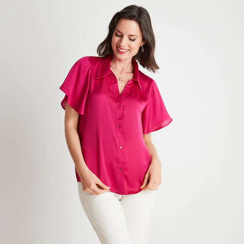 Blusa Frente Satin Magenta Ldp