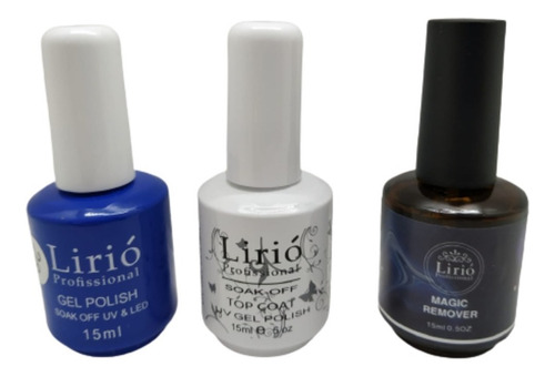 Esmalte Em Gel Para Unha 15ml, Top Coat E Removedor Lirio