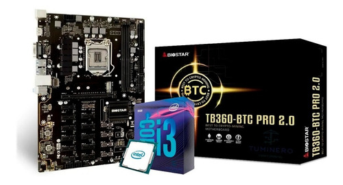 Motherboard Biostar Tb360 Pro Btc 2.0 + Intel Core I3 9100