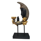 Adorno Figura Decorativa Porta Vela Buda Media Luna, 38cm Al