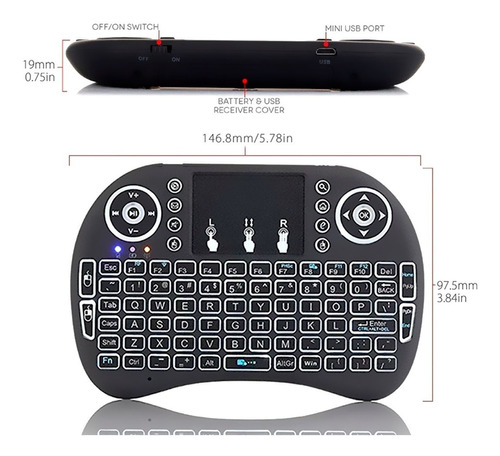 Mini Teclado Inalambrico Mouse Pad Tv Box Smart 