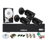 Kit Intelbras 3 Cam 1220b Black Dvr 4ch  Full Hd C / Hd