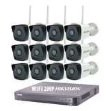 Kit Seguridad Ip Hikvision Dvr 16 + 12 Camaras Wifi 2mp Ext