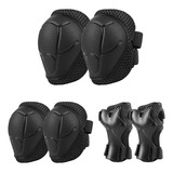 Set De Protección Niños Negro Rodillera Codera Muñequera