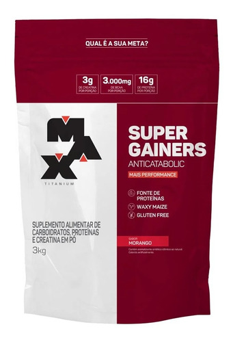 Hipercalórico Super Gainers 3kg Max Titanium Com Creatina