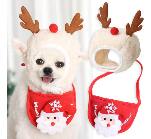 Sombrero De Navidad Para Mascota Pequeña+babero Para Toalla