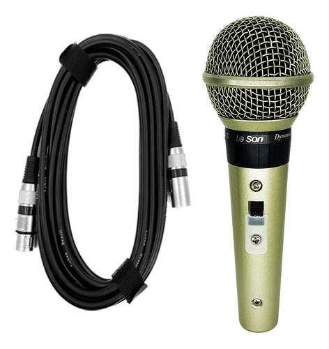 Microfone Leson Sm58 Plus Dinâmico Profissional Cabo Xlr/xlr