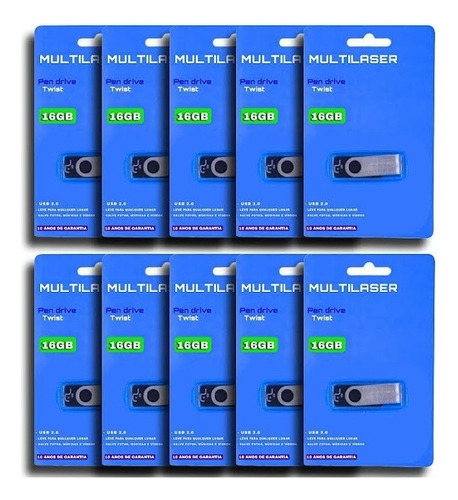 10 X Pendrive 16gb Multilaser Pd588 Usb 2.0 Original Atacado