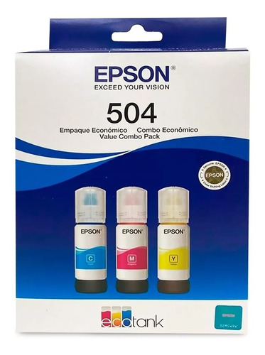 Kit 3 Tintas Epson Ecotank T504 65ml Solo/colores T504520-3p