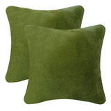 Set 2 Cojines Decorativos Tela Velvet 45 X 45 / Verde Musgo