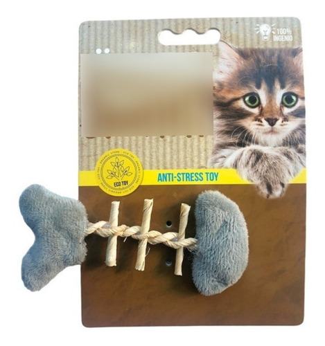 Juguete Para Gato Anti Stress Pez De Peluche Color Gris