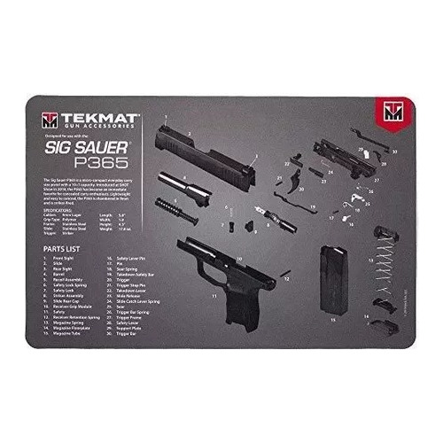 Tekmat Cleaning Mat For Use With Sig Sauer P365, Black (tek