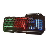 Teclado Gamer Weibo Qwerty Español Color Negro Con Luz 