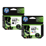 Tinta Hp 667xl Negra Original + 667xl Tricolor Original