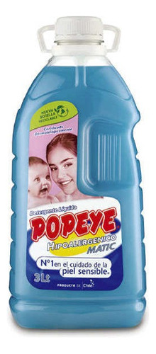 Popeye Detergente Liquido Bebé Hipoalergénico Botella 3 L