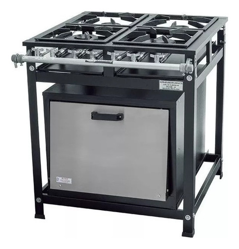 Fogão Industrial 4 Bocas + Forno Tampa Inox + Frete Grátis