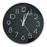 Reloj De Pared Moderno Grande Plateado Numeros Relieve 25cms