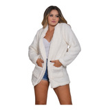 Casaco Pelinhos Teddy Com Capuz Kimono Sobretudo Feminino