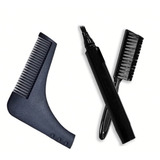 Set Lapiz Marcador Rellena Barba Cepillo Y Plantilla Guia