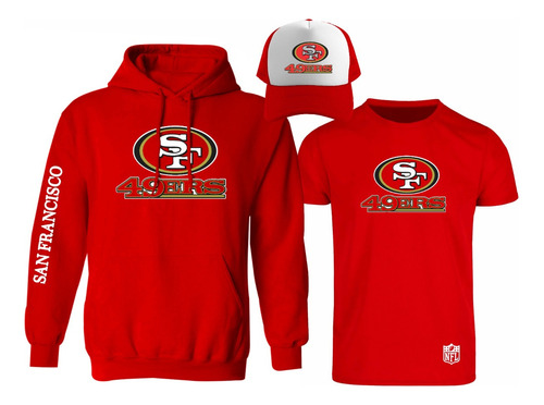 Kit Sudadera + Playera + Gorra Modelo San Francisco 49ers