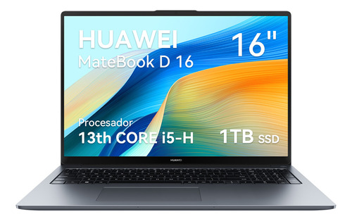 Laptop  Huawei Matebook D16 Gris 16 , Intel Core I5 13420h  16gb De Ram 1 Tb Ssd 2gb Optane, Intel Uhd Graphics 60 Hz 1920x1200px Windows 11 Home