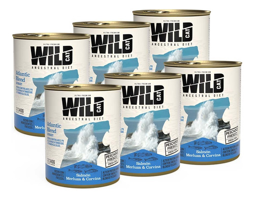 Wild Cat Adult Salmon, Merl & Corvina X 340 Gr Pack X6 Unid