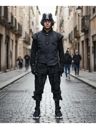 Vest Tang Chaleco Negro Techwear Streetwear Moda Asiática