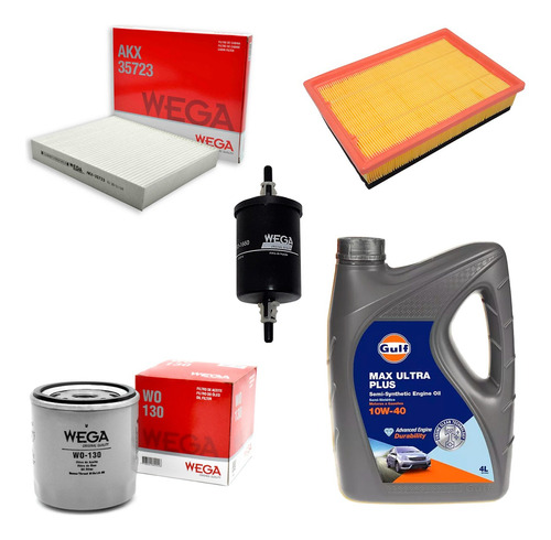 Kit 4 Filtros Wega + Aceite Gulf Chevrolet Onix Prisma 1.4 