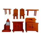 Juego Miniatura Madera Mueble Living Casa Muñecas Tolipa