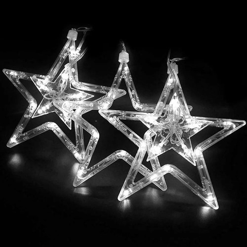 Cortina Luces Estrella Led Decoración Navidad 6 Mts