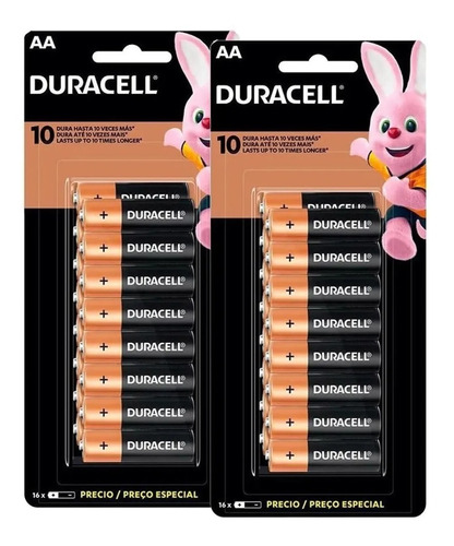 Kit 2 Blister Pilha Duracell Alcalina Pequena Aa 32 Unidades