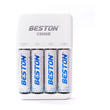 Cargador Beston + 4 Baterías A A   Recargables De 1500 Mah*