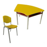 Pupitre Escolar + Silla Trapezo Amarillo