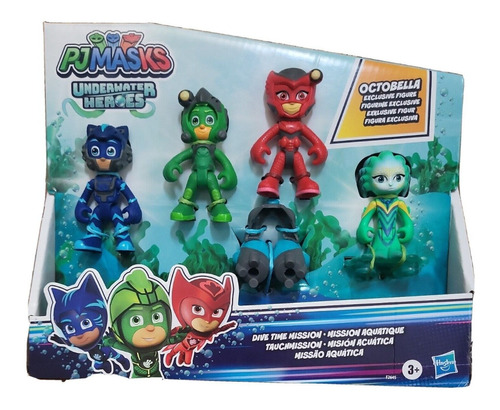 Set Figuras Pj Masks Carboy Gekko Owlette Octobella Acuatico