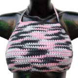 Crop Top Tejido Crochet Espalda Descubierta Cuello Halter