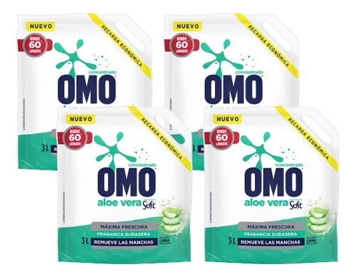 Omo Detergente Liquido Matic Doypack Con Soft 4 X 3 L