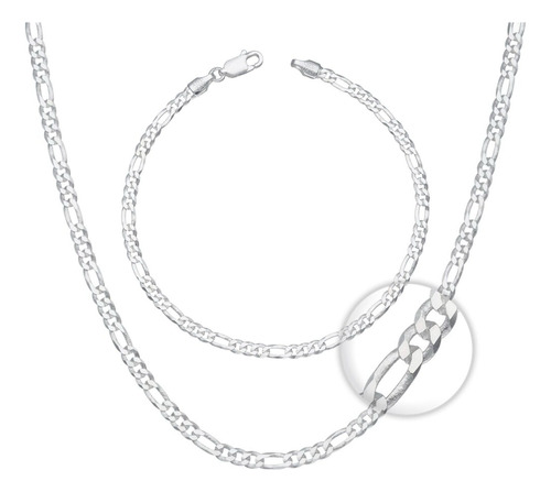 Set Cadena + Pulsera Cartier Plata Fina Ley 925 3mm Collar