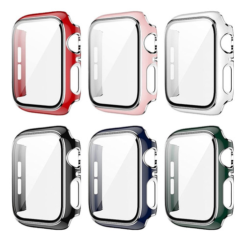 A Cristal+funda Para Apple Watch 8 7 Se 6 5 4 3, Plateado 6u