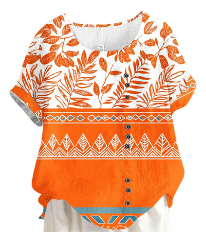 Blusa Moderna Para Mujer, Manga Corta, Cuello Redondo, Creat